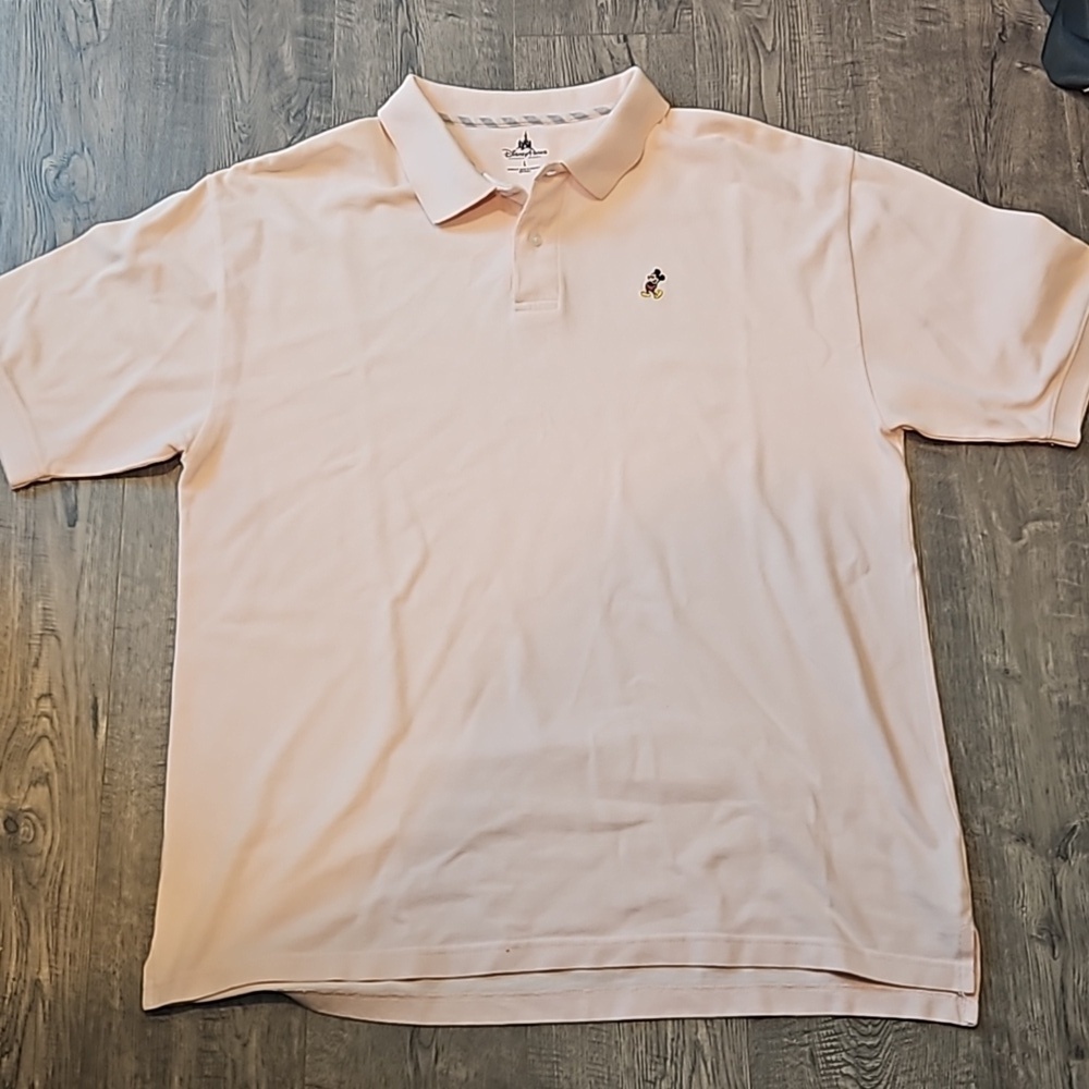 Disney Parks Men's Large Mickey Mouse Pink Polo